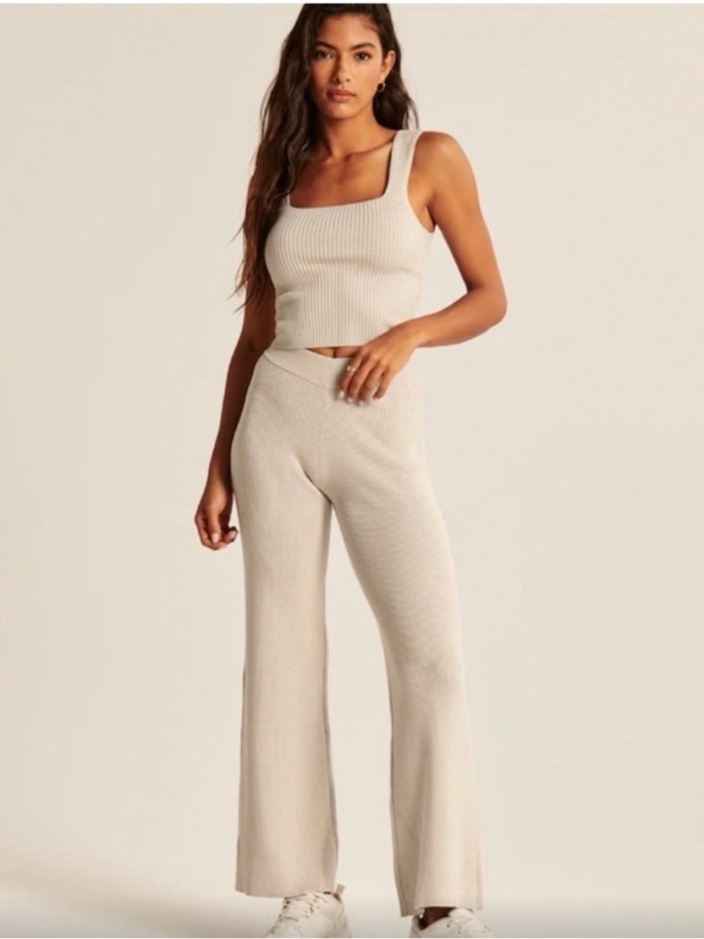 Abercrombie & Fitch Ribbed High Rise Kick Flare Knit Sweater Pants Medium